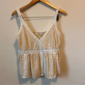 American Eagle Outfitters Large Women’s Cream and White Striped Cotton Camisole